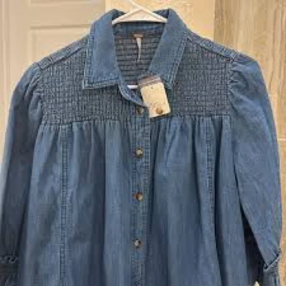 Free People Vanessa Denim Tunic Dress - Picture 2 of 5